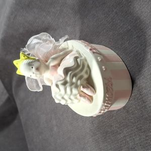 Mud Pie Trinkets & Treasures Princess Ballerina Cream Ceramic Lidded Dish VG
